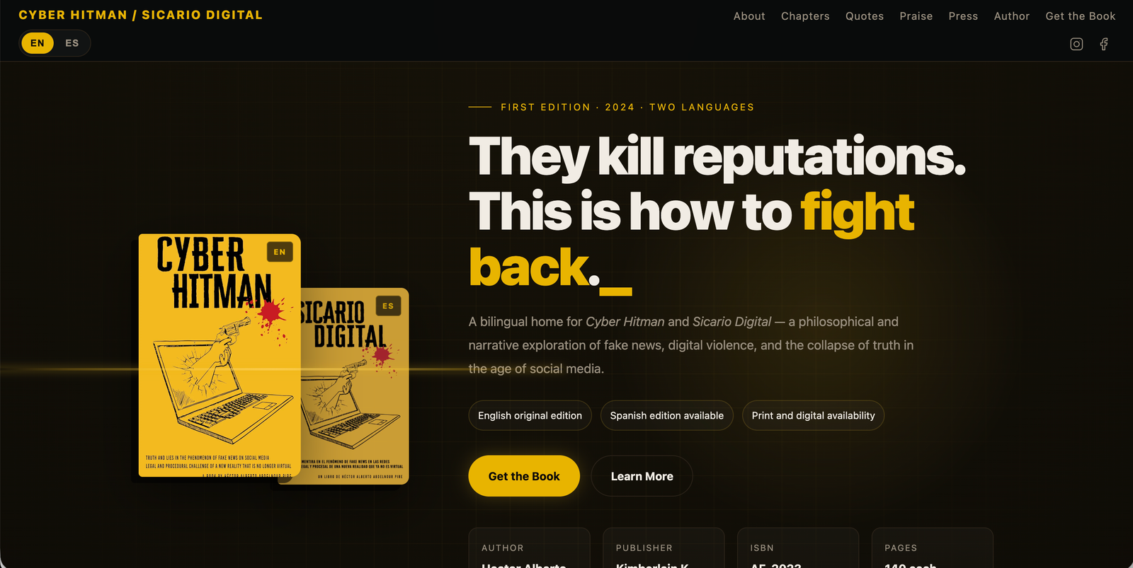 Cyber Hitman website homepage example