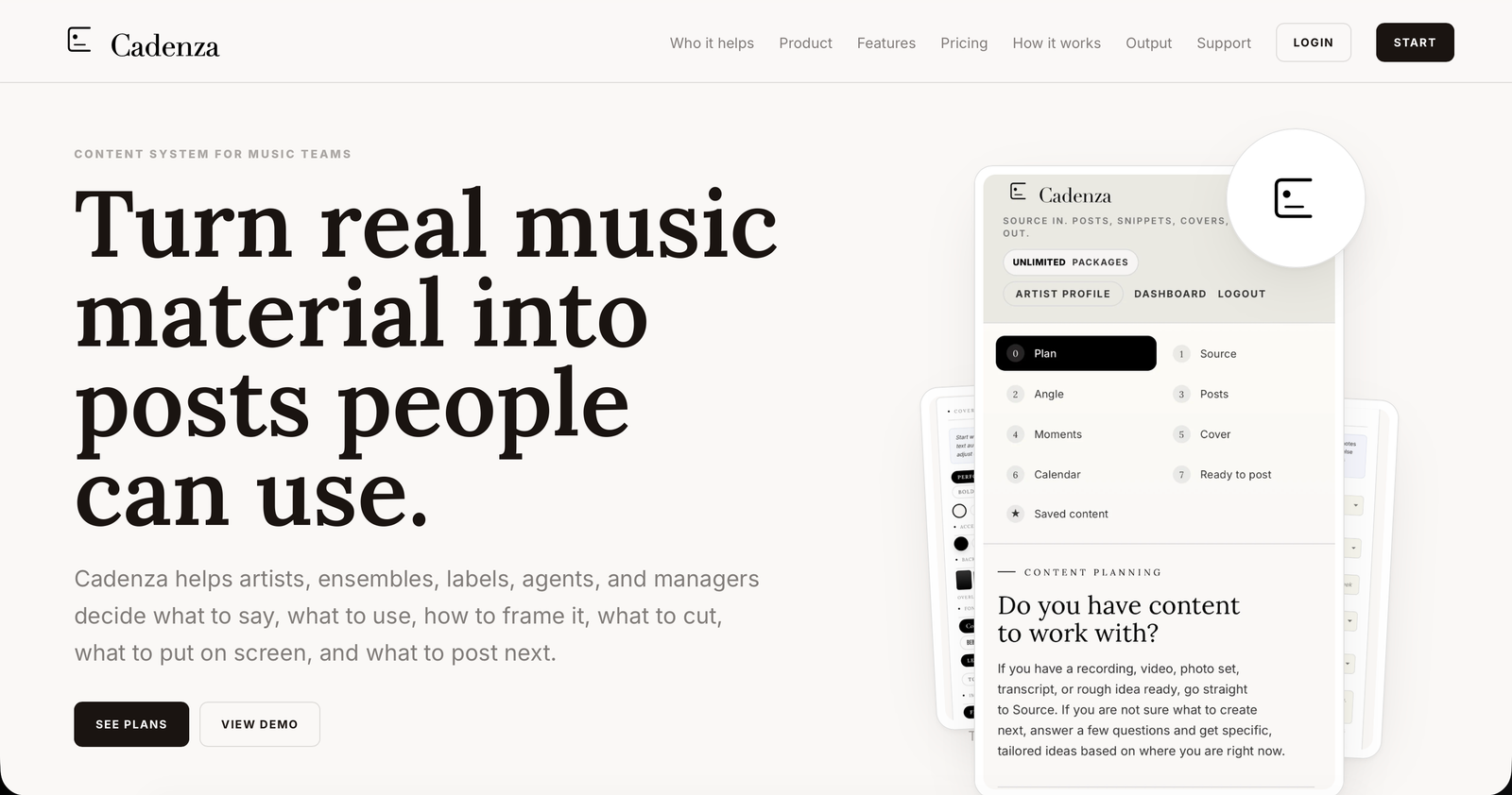 Cadenza homepage